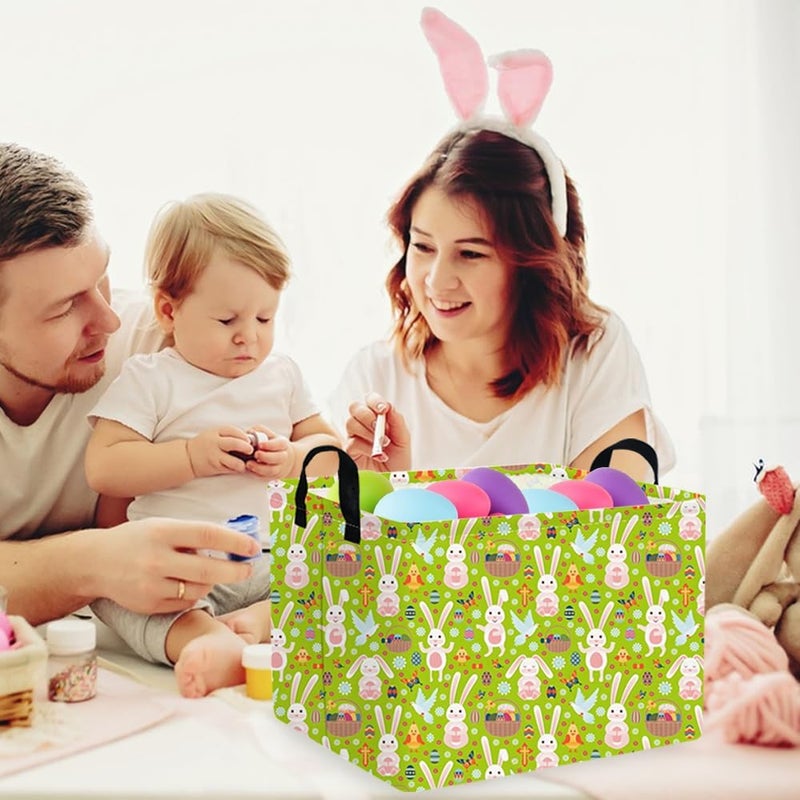 FXOCSHE FXOLCSHE Rectangular Easter basket,Easter basket empty,Kids Toy Storage Basket for baby Bedroom,Toy Gift Organizerm,Kids Storage Bin,Gift bin,Kids home Decor(Green egg) - Image 2
